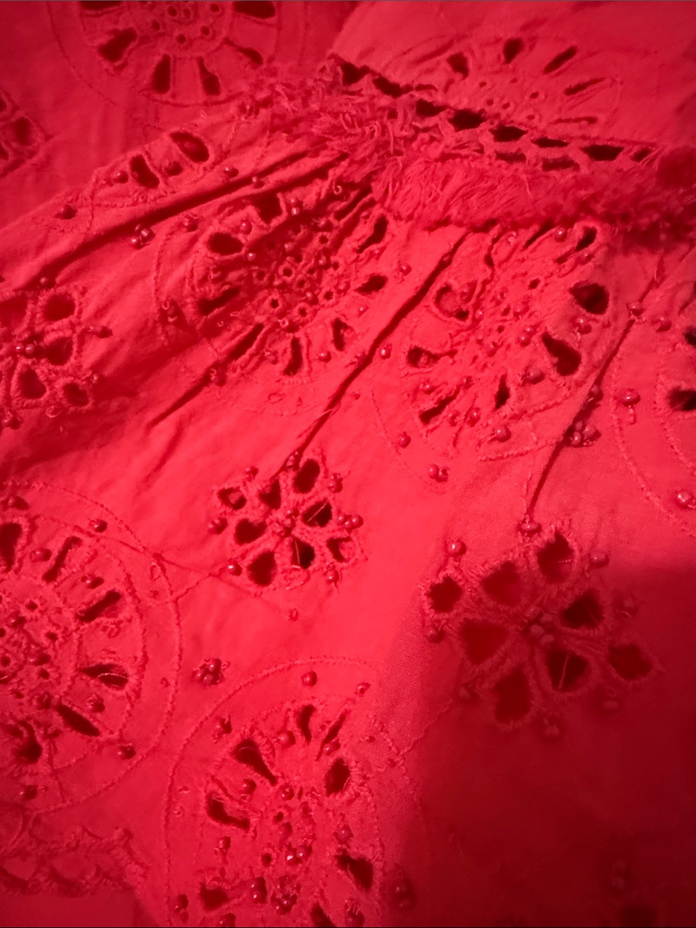 Anthropologie Coral-Pink Lightweight dress 
Eyelet - beading detail. - Picture 3 of 4